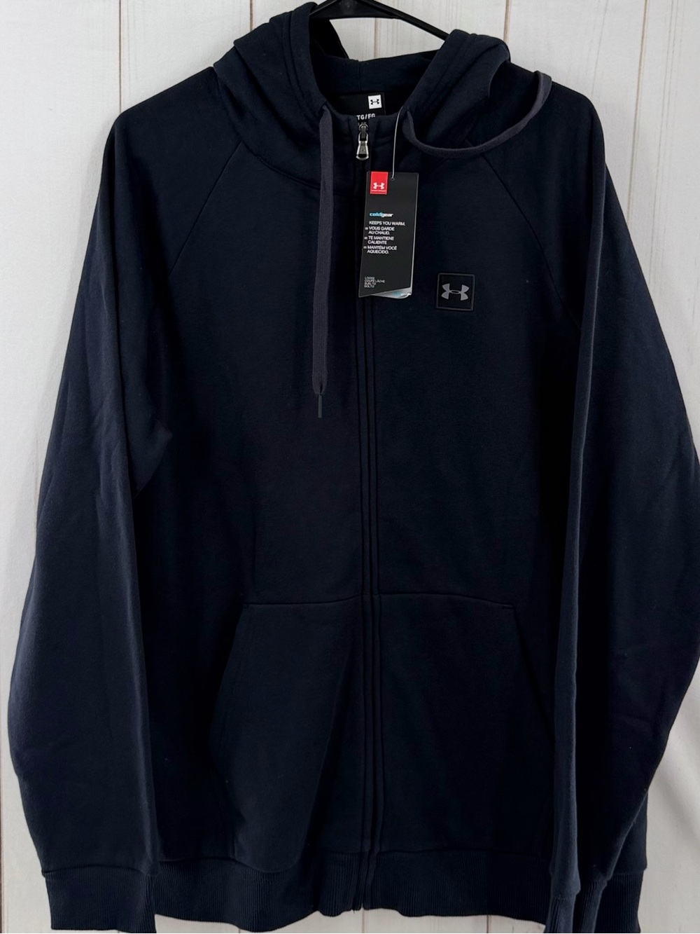 Under Armour ColdGear Mens XL Full Zip Hoodie Black Loose Fit Sweatshirt Jacket